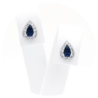 Ασημένια σκουλαρίκια ροζέτες σε σχήμα σταγόνας και μπλε πέτρες