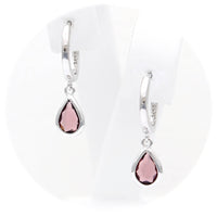 Ασημένια κρεμαστά σκουλαρίκια με ροδί πέτρες ζιργκόν