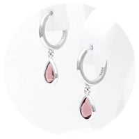 Ασημένια κρεμαστά σκουλαρίκια με ροδί πέτρες ζιργκόν