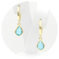 Ασημένια κρεμαστά σκουλαρίκια με σιέλ πέτρες ζιργκόν