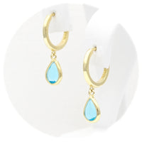 Ασημένια κρεμαστά σκουλαρίκια με σιέλ πέτρες ζιργκόν