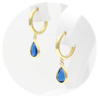 Ασημένια επίχρυσα σκουλαρίκια με μπλε πέτρες ζιργκόν