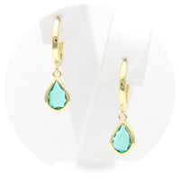 Ασημένια επίχρυσα σκουλαρίκια με γαλαζοπράσινες πέτρες ζιργκόν