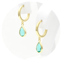 Ασημένια επίχρυσα σκουλαρίκια με γαλαζοπράσινες πέτρες ζιργκόν