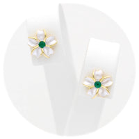 Ασημένια επιχρυσωμένα σκουλαρίκια με σμάλτο και πράσινες πέτρες