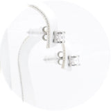 Ασημένια σκουλαρίκια με πέτρα μοϊσανίτη