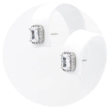 Ασημένια σκουλαρίκια ορθογώνιες ροζέτες με λευκές πέτρες