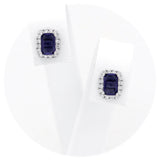 Ασημένια σκουλαρίκια ορθογώνιες ροζέτες με μωβ πέτρες