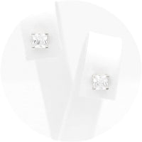 Ασημένια σκουλαρίκια με καρέ πέτρες 4.00mm