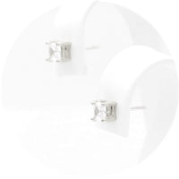 Ασημένια σκουλαρίκια με καρέ πέτρες 4.00mm