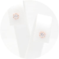 Ασημένια σκουλαρίκια σε ροζ χρυσό χρώμα με πέτρες ζιργκόν 3.00mm