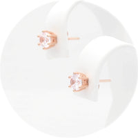 Ασημένια σκουλαρίκια σε ροζ χρυσό χρώμα με πέτρες ζιργκόν 5.00mm