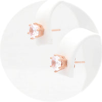 Ασημένια σκουλαρίκια σε ροζ χρυσό χρώμα με πέτρες ζιργκόν 6.00mm