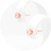 Ασημένια σκουλαρίκια σε ροζ χρυσό χρώμα με πέτρες ζιργκόν 4.00mm