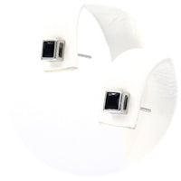 Ασημένια σκουλαρίκια με καρέ μαύρα ζιργκόν