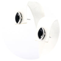 Ασημένια σκουλαρίκια με μαύρα ωοειδές ζιργκόν