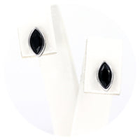 Ασημένια σκουλαρίκια με μαύρα ωοειδές ζιργκόν