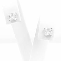 Ασημένια σκουλαρίκια με καρέ πέτρες