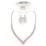 Ασημένιο σετ γάμου με λευκά ζιργκόν