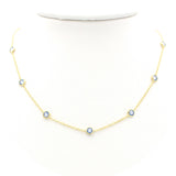 Ασημένιο επίχρυσο κολιέ με μπλε πέτρες ζιργκόν