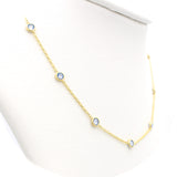 Ασημένιο επίχρυσο κολιέ με μπλε πέτρες ζιργκόν