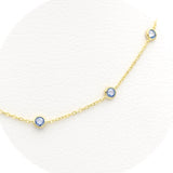 Ασημένιο επίχρυσο κολιέ με μπλε πέτρες ζιργκόν