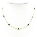 Ασημένιο επίχρυσο κολιέ με πράσινες πέτρες ζιργκόν