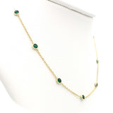 Ασημένιο επίχρυσο κολιέ με πράσινες πέτρες ζιργκόν