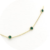 Ασημένιο επίχρυσο κολιέ με πράσινες πέτρες ζιργκόν