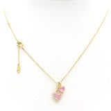 Ασημένιο επιχρυσωμένο κολιέ με ροζ ζιργκόν σε μοτίφ καρδιά