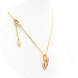 Ασημένιο επιχρυσωμένο κολιέ με ροζ ζιργκόν σε μοτίφ καρδιά