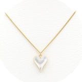 Ασημένιο επιχρυσωμένο κολιέ με λευκή φίλντισι