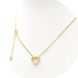 Ασημένιο επιχρυσωμένο κολιέ καρδιά με λευκά ζιργκόν