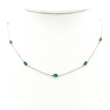 Ασημένιο κολιέ με πράσινες πέτρες ζιργκόν