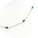 Ασημένιο κολιέ με πράσινες πέτρες ζιργκόν