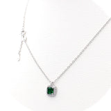 Ασημένιο γυναικείο κολιέ ροζέτα με καρέ κυπαρισσί πέτρα