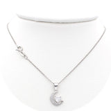 Ασημένιο κολιέ με μοτίφ φεγγάρι και καρδιά