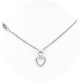 Ασημένιο επιπλατινωμένο γυναικείο κολιέ με μενταγιόν καρδιά