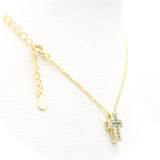 Ασημένιο κολιέ σταυρός με πράσινες πέτρες