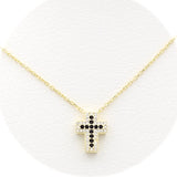 Ασημένιο κολιέ σταυρός με μαύρες πέτρες