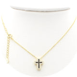 Ασημένιο κολιέ σταυρός με μαύρες πέτρες