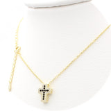 Ασημένιο κολιέ σταυρός με μαύρες πέτρες