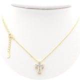 Ασημένιο κολιέ σταυρός με βιολετί πέτρες