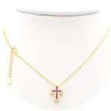 Ασημένιο κολιέ σταυρός με κόκκινες πέτρες