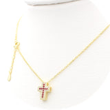 Ασημένιο κολιέ σταυρός με κόκκινες πέτρες