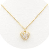 Ασημένιο επιχρυσωμένο κολιέ καρδιά με λευκές πέτρες