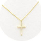 Ασημένιο κολιέ σταυρός με λευκές πέτρες ζιργκόν