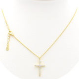 Ασημένιο κολιέ σταυρός με λευκές πέτρες ζιργκόν