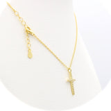 Ασημένιο κολιέ σταυρός με λευκές πέτρες ζιργκόν