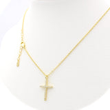 Ασημένιο κολιέ σταυρός με λευκές πέτρες ζιργκόν